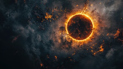 Naklejka premium Fiery Celestial Event: A Cosmic Ring of Fire and Embers