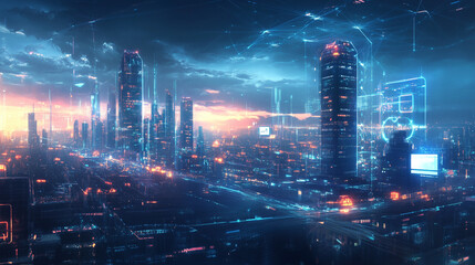 Illustration of a futuristic digital world