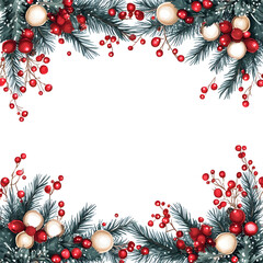 christmas background with balls and fir branches