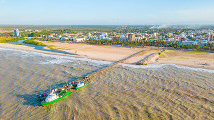 Scenic View of Riohacha Beach and Pier in La Guajira, Colombia