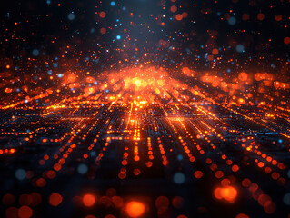 Obraz premium Futuristic cyber landscape showcasing quantum cryptography and glowing data tunnels enhancing digital security
