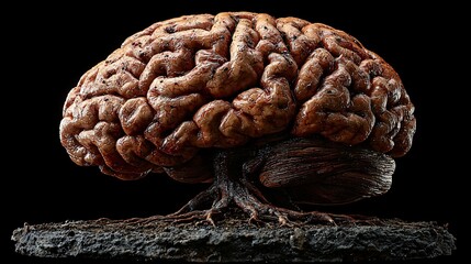 Human Brain Roots on Dark Background