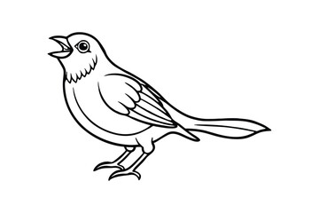 Line art vector illustration of a canary is singing.eps
