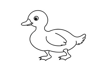 Line art vector illustration of a duckling walking on the ground.eps