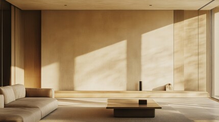 Minimalist Beige Living Room Sunlight