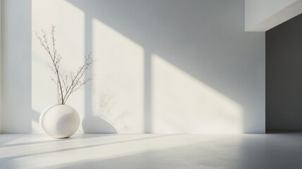 Minimalist Modern Room with Vase and Sunlight