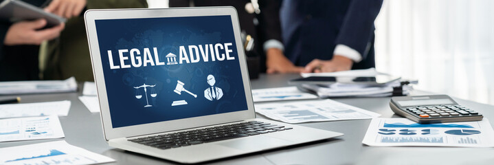 Smart legal advice website for people searching for brisk law knowledge in digital device screen...