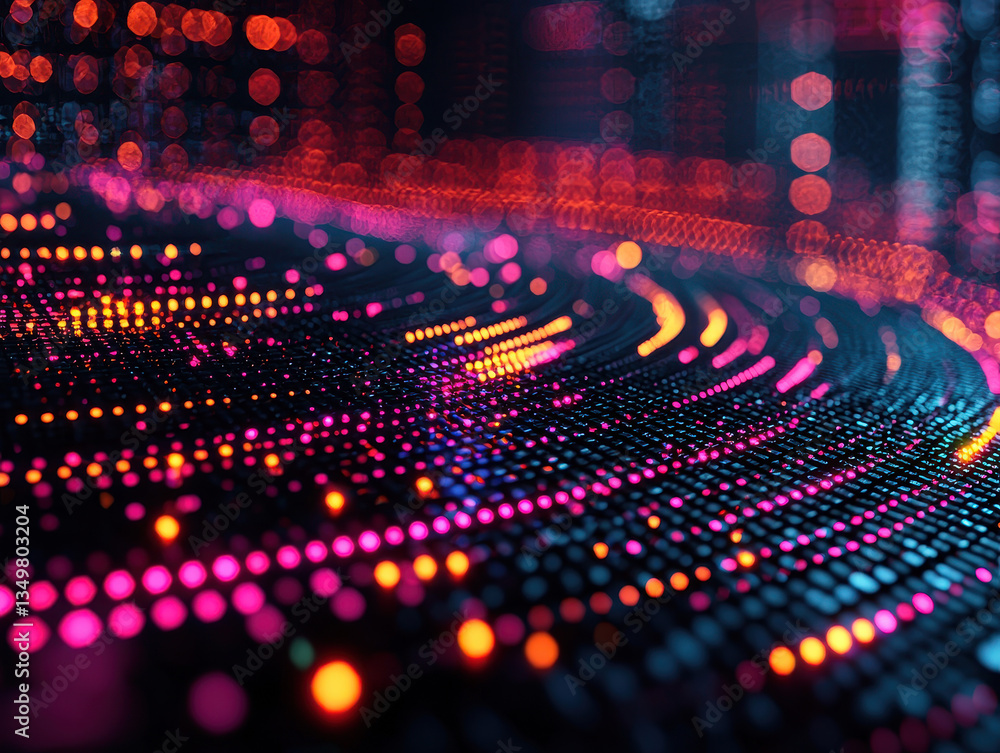 Poster exploring lattice-based encryption through vibrant geometric shapes in a detailed 3d digital artwork