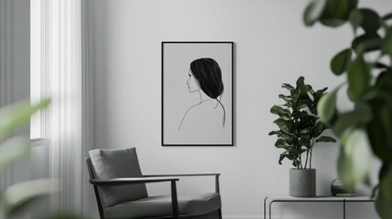 Minimalist Woman Portrait in Modern Room