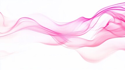 Abstract flowing pink smoke waves on a white background with subtle gradients