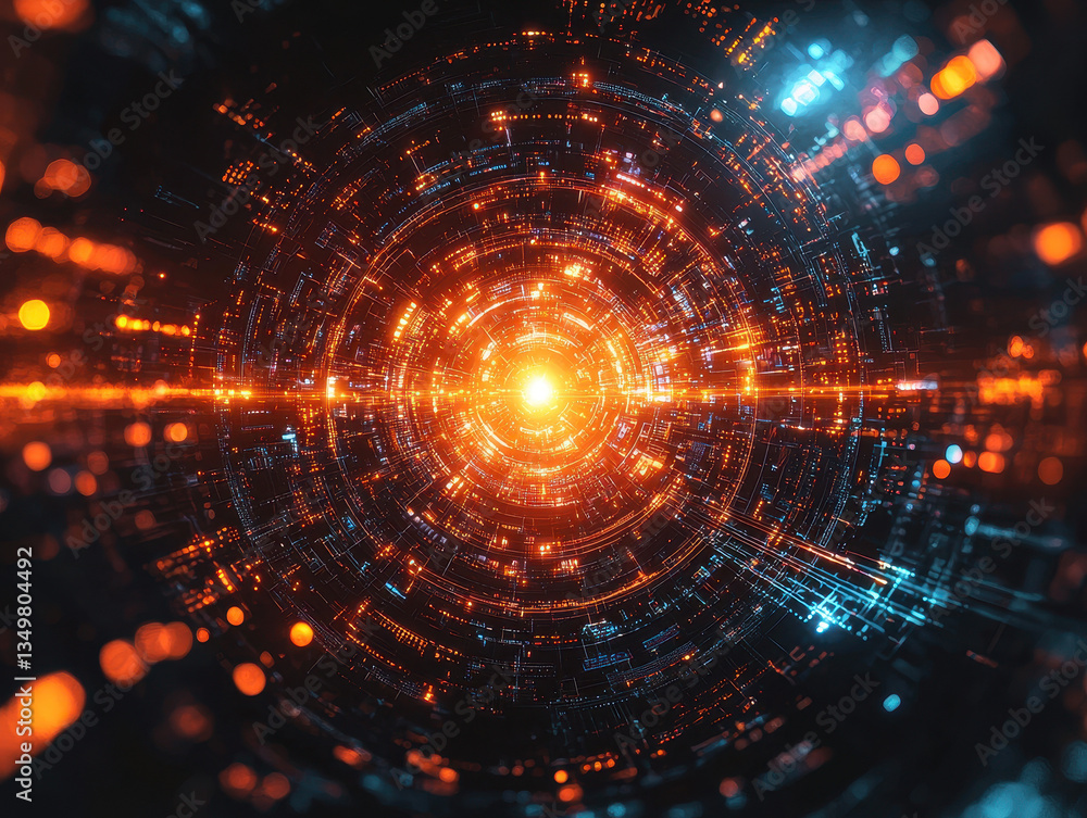 Poster unraveling encryption through abstract quantum entanglement and interconnected particles in a cinema