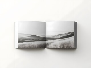 Black and White Landscape Photography of Open Fields and Rolling Hills