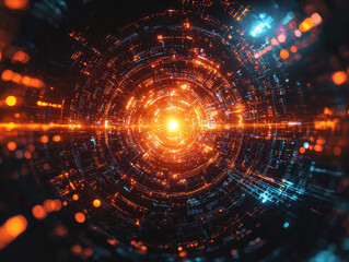Obraz premium Unraveling encryption through abstract quantum entanglement and interconnected particles in a cinematic sci-fi environment
