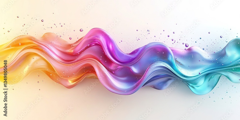 Poster colorful abstract wave design flowing elegantly with soft curves and shimmering details against a li