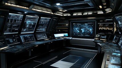 Obraz premium Futuristic Control Room: A Digital Command Center