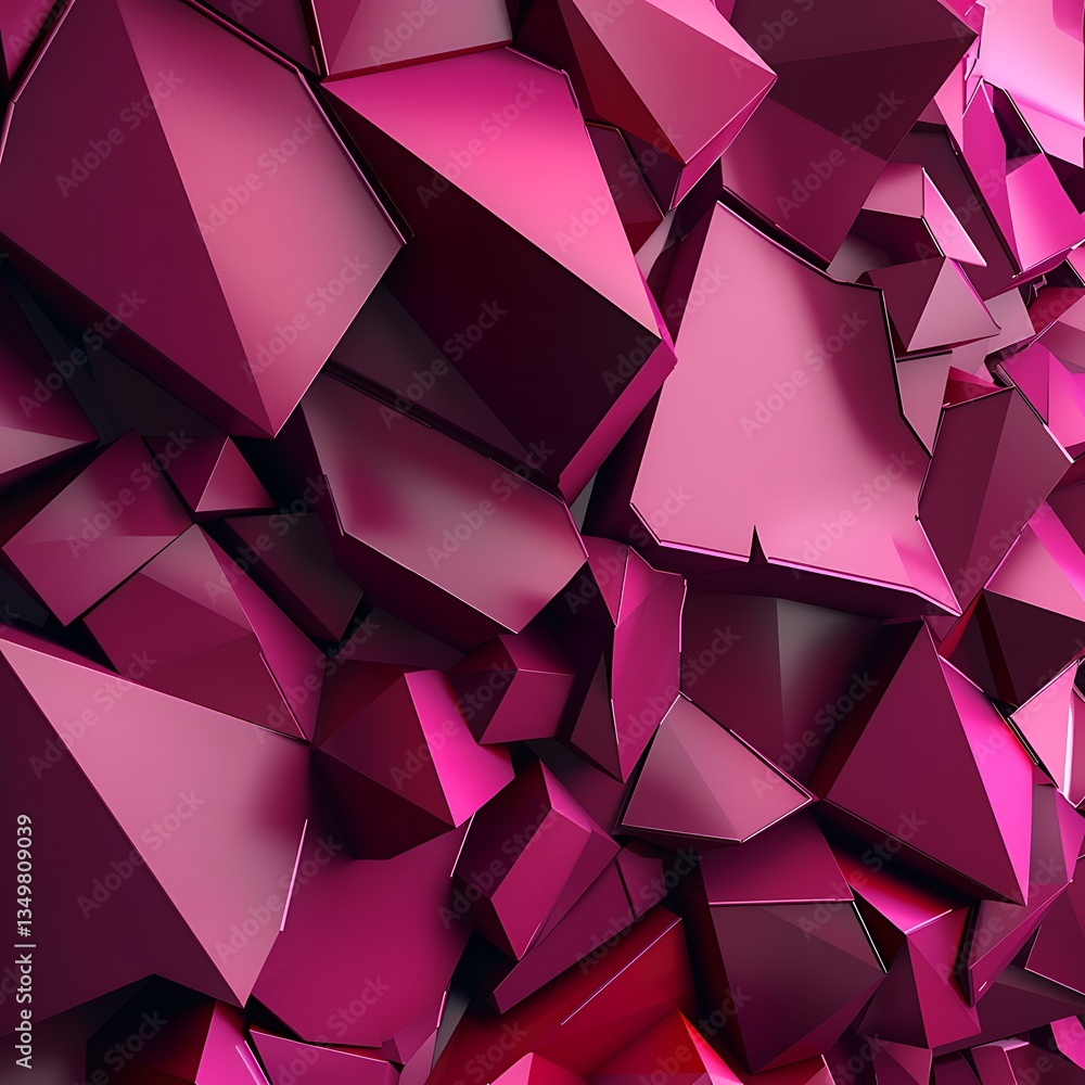 Aufkleber abstract 3d background featuring sharp, fragmented geometric shapes and shards in vibrant pink and m