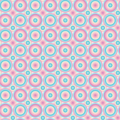 A seamless vintage geometric vector illustration featuring alternating circles in pastel pink and blue. Ideal for backgrounds, wallpapers, and textile designs.