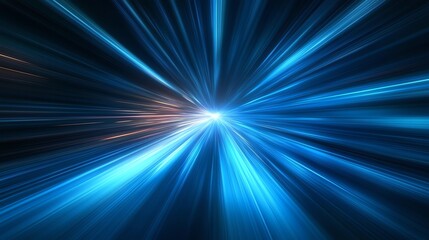 Abstract Blue Light Trails Speeding Towards Center Point Dynamic Motion Graphic