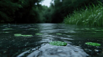Fototapeta premium Tranquil river scene in a lush forest