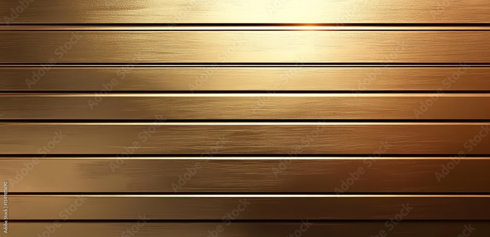 Poster a close up of a gold metallic surface with horizontal lines and a subtle light reflection