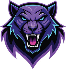 Purple Panther Roaring Mascot Logo: A Vector Design for Gaming