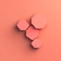 Abstract Geometric Shapes on Coral Background.