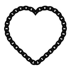 heart shaped chain white background on vector silhouette