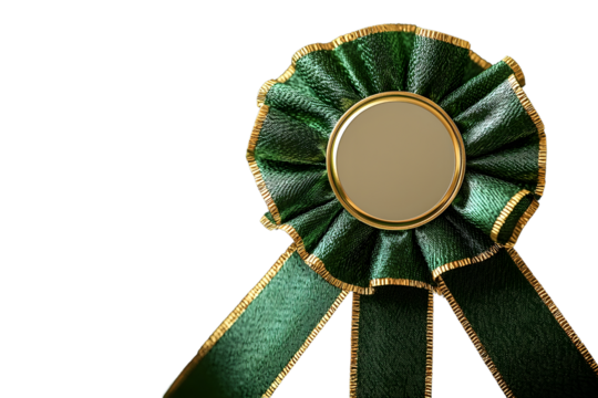 Green Award Ribbon with Blank Center for Customization Options