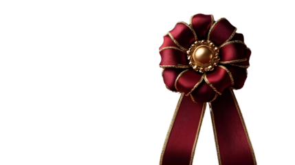 Elegant Red Award Ribbon with Decorative Centerpiece for Recognition