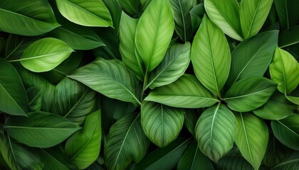 realistic green leaves pattern background with natural textures and shades of green perfect for design and nature themed projects