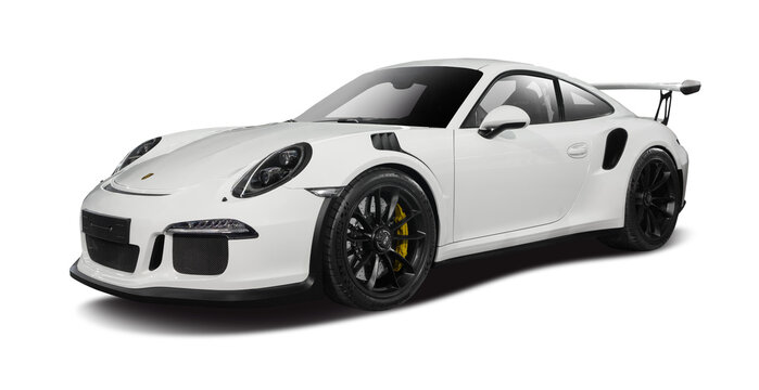 Porsche 911 GT3 RS supercar isolated on transparent background. PNG