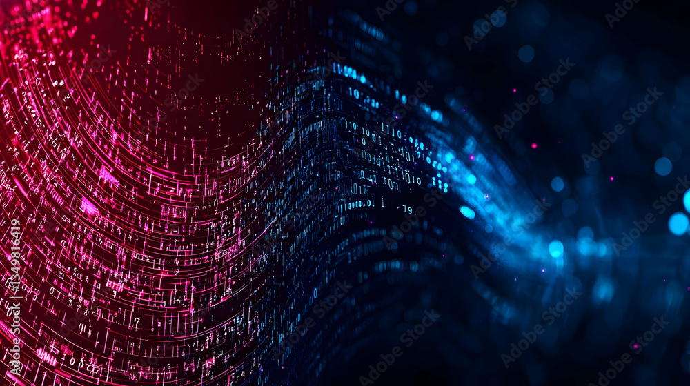 Poster abstract digital technology background with red and blue gradient