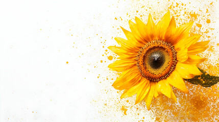Abstract Yellow Sunflower On White Background