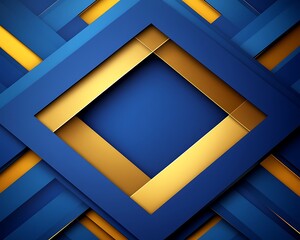 Abstract geometric design with blue and gold squares.