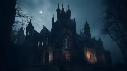 Obraz premium Gothic Cathedral at Night 