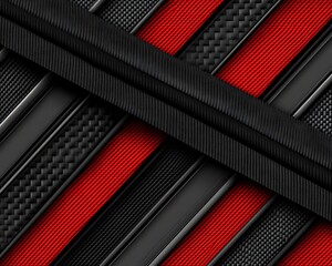 Abstract Geometric Design with Red and Black Stripes.