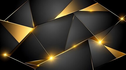 Abstract Geometric Gold and Black Design.