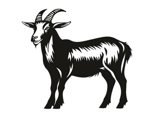 Fototapeta premium Black and white goat illustration
