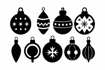 christmas icon set ornament silhouette vector