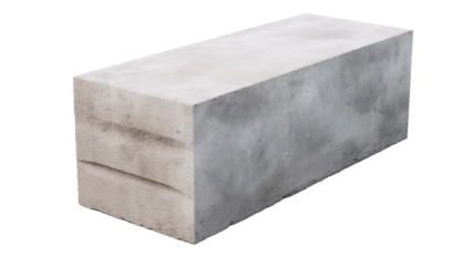 Aerated concrete block white background architecture rectangle isolated on transparent background.