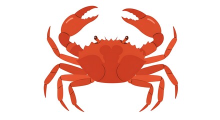 Cartoon Red Crab Isolated on White Background Illustration
