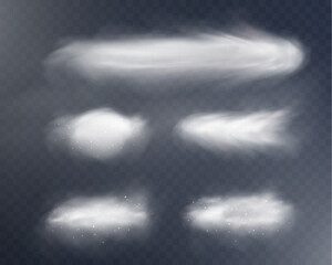 Realistic smoke and cloud elements with soft transparency, wispy texture, and atmospheric effect for overlays and backgrounds.	