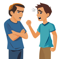 Fototapeta premium Family conflicts shown through father and son arguing