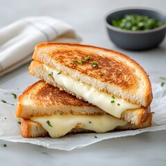 Grilled cheese sandwich, kitchen counter, herbs, recipe, food photography