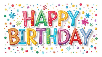 Happy Birthday Text with Bright and Cheerful Colors. Colorful Happy Birthday Typography. Happy Birthday.