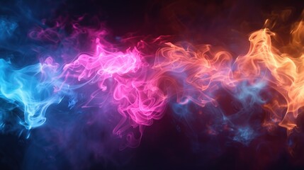 3D illustration Abstract digital neon graphic smoke light background. Generated AI image