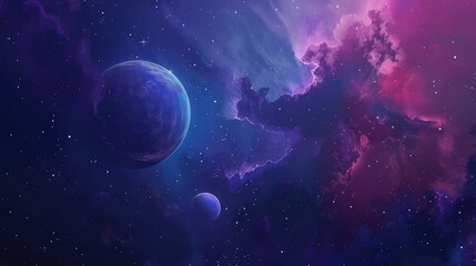 Fantasy Planetary in outer space sky template background. Generated AI image