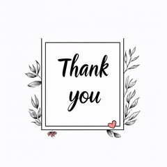 Floral "Thank you" card design, appreciative, expressing gratitude, on a white background with copy space