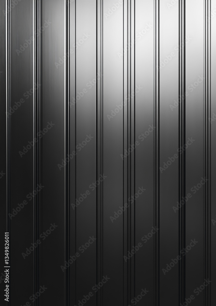 Poster a close up of a dark metal wall with vertical lines and subtle reflections creating a modern texture