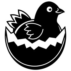 Vector illustration of a chick hatching from an egg